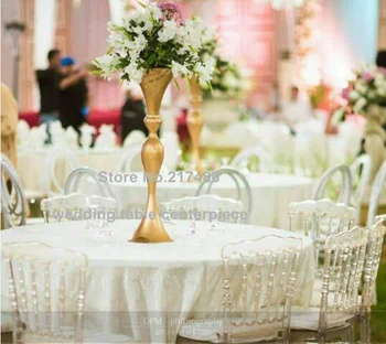 

Best quality gold painted trumpet shape vase for wedding centerpieces/wedding vase