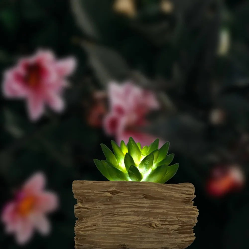 

LED Lights Solar Powered Pots Artificial Succulent Nursery Pots Solar Flowerpot for Desk Plants Lightings for Christmas Decor