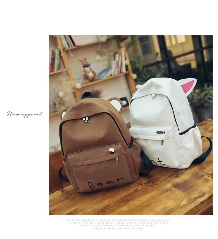 HISUELY Fashion Canvas Backpack Cartoon Rabbit Ears Back pack Women Casual Students School Bags Student Rucksack Collenge Style best stylish backpacks for college