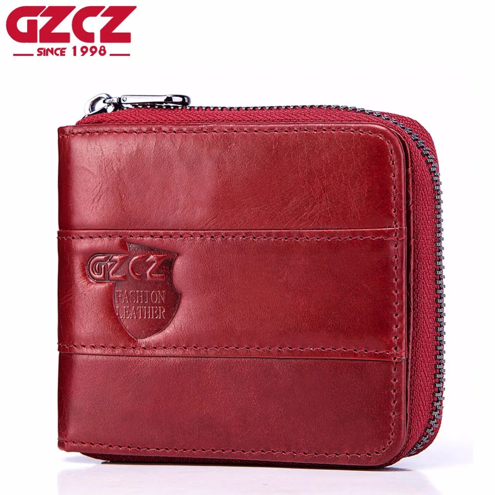 

GZCZ Wallet Genuine Cow Leather Women Casual Solid Mini Wallets Short Zipper Design Coin Pocket Purse Card and Photo Holder New
