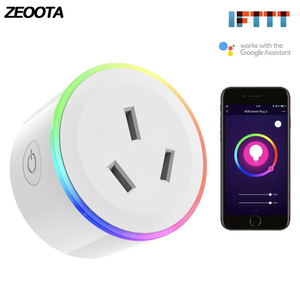 

Wifi Smart Power Plug AU Adapter Colorful LED Light Mini Homekit Socket 15A Voice Control Works with Alexa Google Home IFTTT