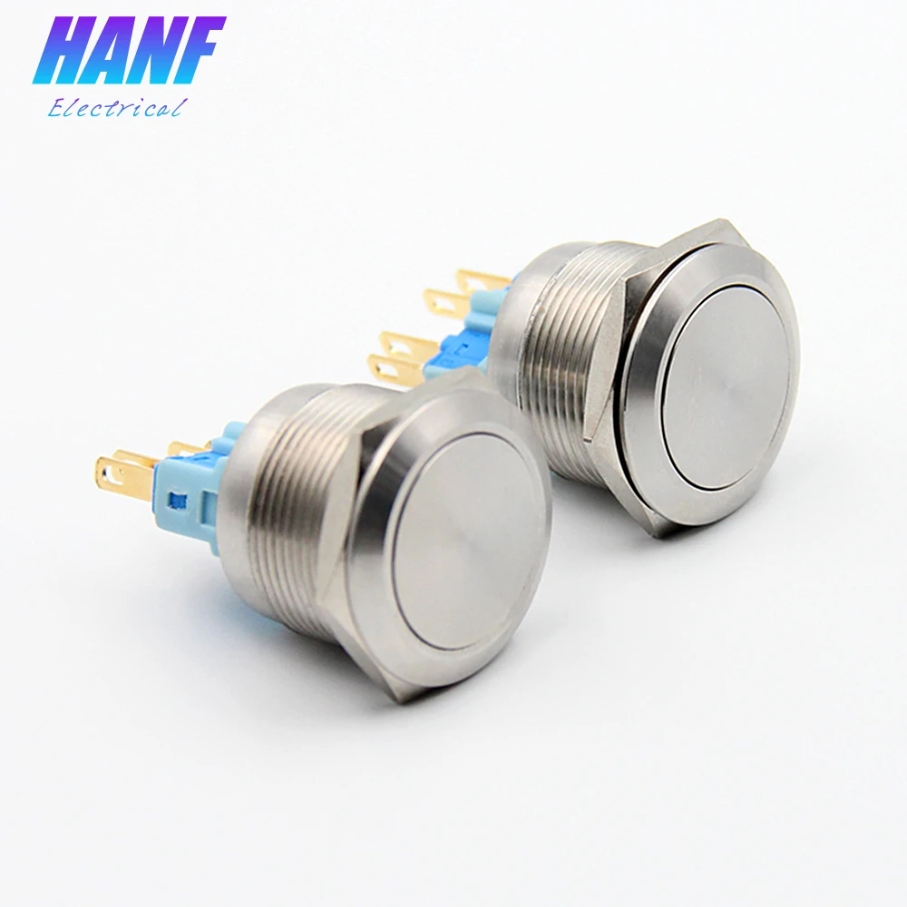 

1pcs 22mm 1NONC Flat Head Momentary Stainless Steel Push Button Switch 4Pins 2A 220V