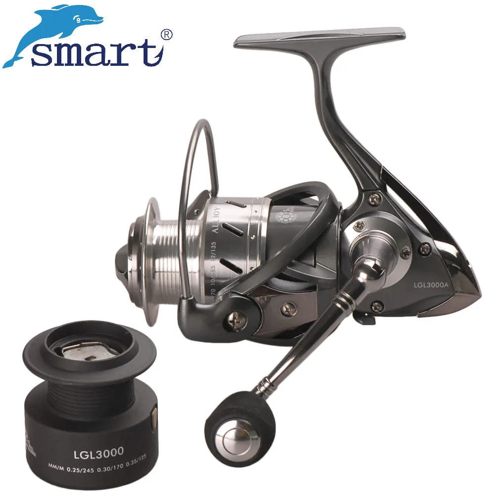 Smart Fishing Reels Metal Spool 8+1BB 5.2:1 Spinning Reel with Plastic Spare Spool Carretilhas De Pescar Carp Fishing Tackle Smart Fishing Reels Metal Spool 8+1BB 5.2:1 Spinning Reel with Plastic Spare Spool Carretilhas De Pescar Carp Fishing Tackle