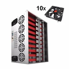 Crypto Coin Open Air Mining Frame Rig Graphics Case ATX Fit 12 GPU Ethereum ETH ETC ZEC XMR Magnalium Alloy 10 Fans