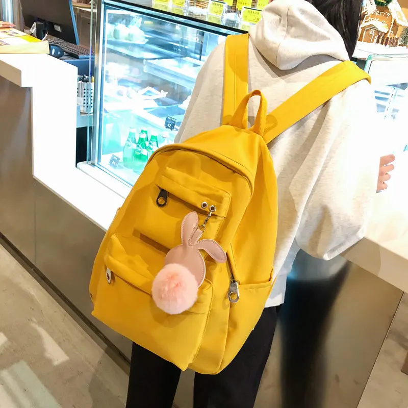 Школьный рюкзак для девочек, Модный милый рюкзак для ноутбука, рюкзак для путешествий, Harajuku Kawaii, рюкзак на плечо, ранец, розовый, желтый - Цвет: Yellow backpack