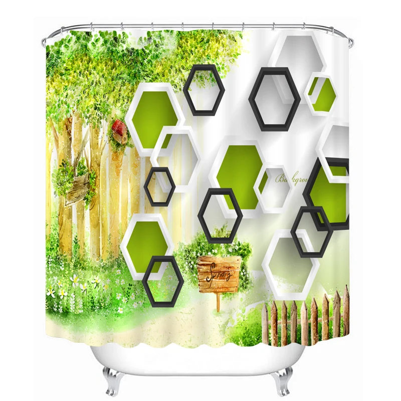 

Customize 3D Stereoscopic Flowers Pattern Shower Curtains Waterproof Thickened Bath Curtains Bathroom Hooks for Home Decorations