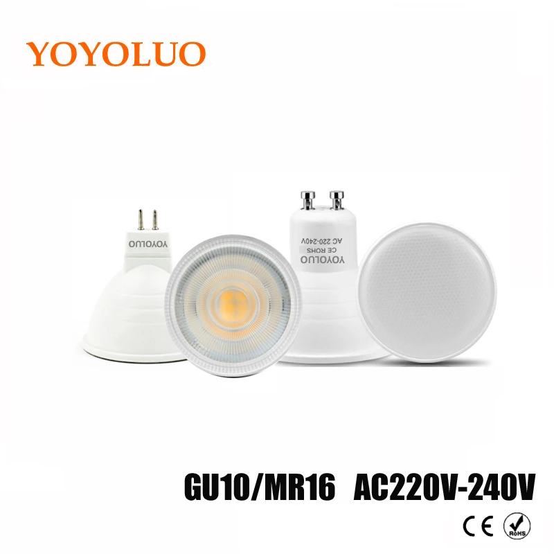 

[YOYOLUO] 2017 LED Light Bulb Spotlight GU10 MR16 6W 220V COB Chip Beam Angle 24 120degree Spotlight LED Lamp For Table Lamp