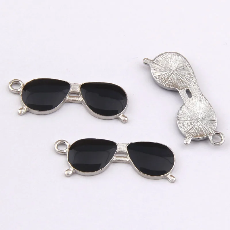100pcs Enamel sunglasses charms Exquisite Alloy Pendants 32*11mm 2.6g