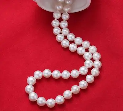 

HUGE 18"8-9MM NATURAL SOUTH SEA GENUINE WHITE ROUND PEARL NECKLACE