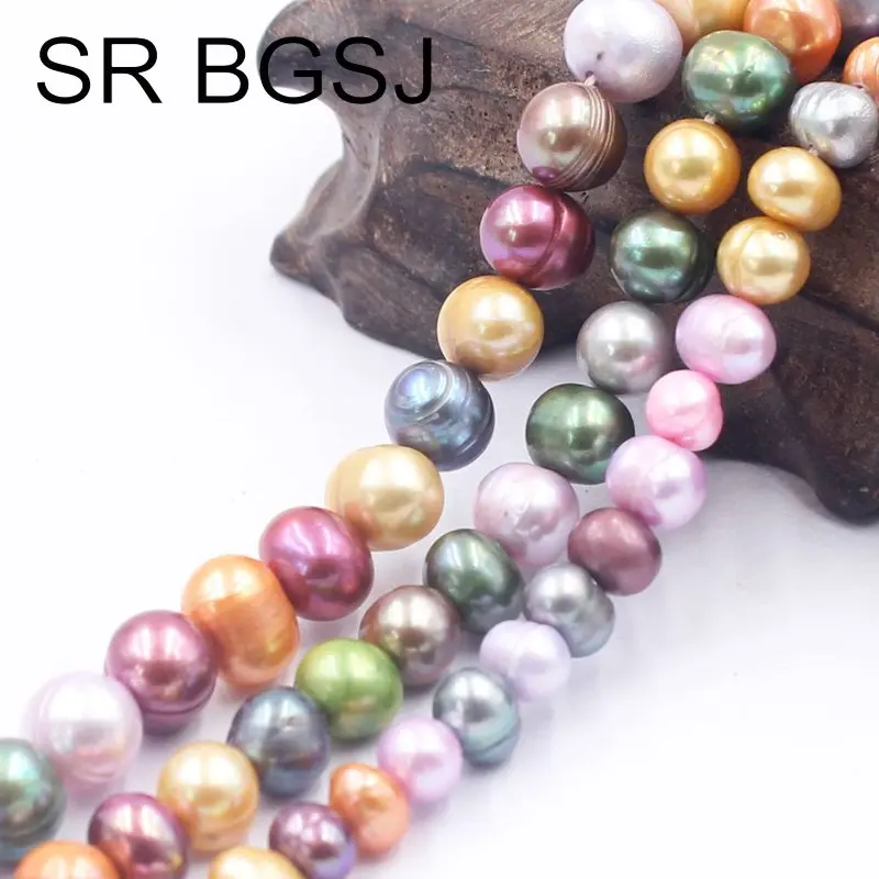 

Free Shipping 6 7 8mm Mixed Random Colors Nearly Round Natural Freshwater Pearl DIY Beads Strand 14"