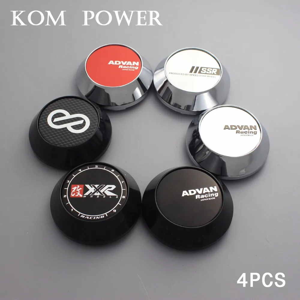 KOM Pcs Mm Advan Racing Center Caps Chrome Black Wheel Hub Cap For Enkei Rims Xxr Logo Ssr