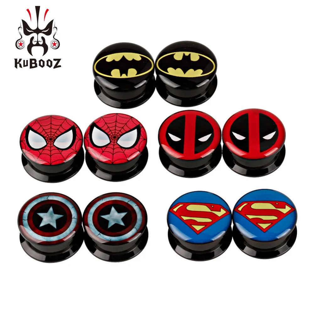Acrylic Ear Plugs Piercing Present Screw Body Jewelry Picture Gauges Expander Tunnels Fashion Cool Gift 5 Pairs