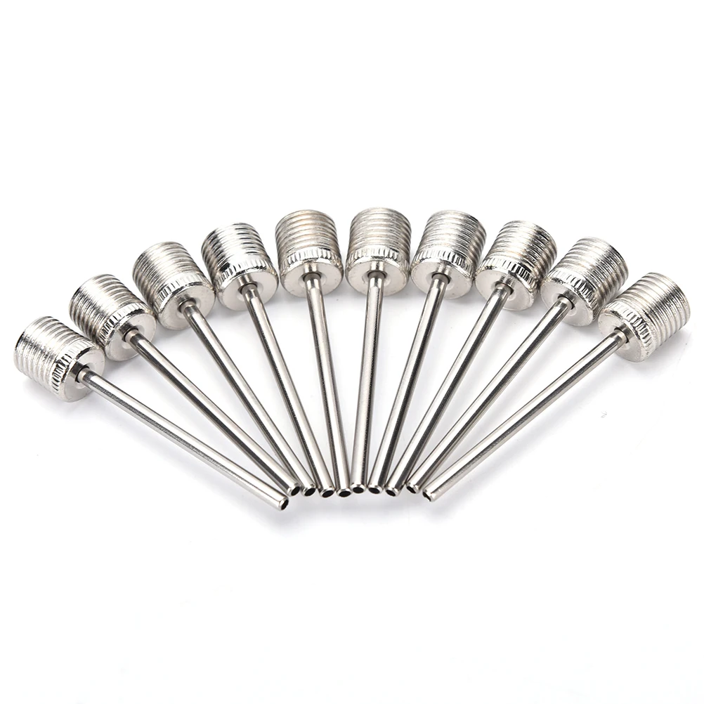 

10 Pcs Stainless Football Soccer Silver Ball Inflating Air Valve Adaptor Pin Needle Steel Basketball Pump Needle Outdoor Sports