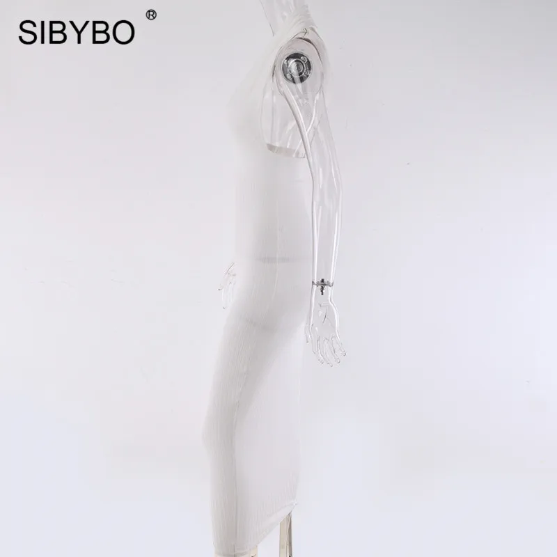 Sibybo летнее женское платье с глубоким v-образным вырезом, без рукавов, с открытой спиной, сексуальное облегающее платье, пляжная одежда, Клубные вечерние женские платья