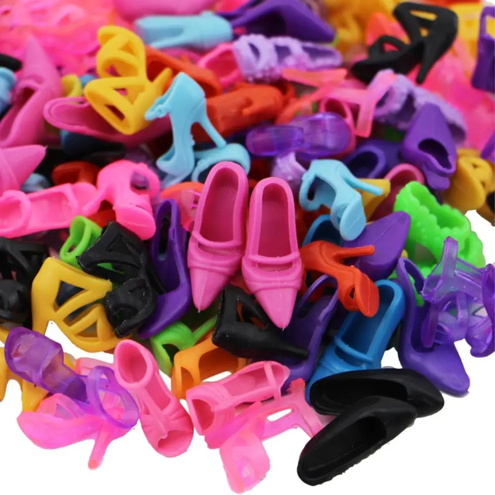 12 Pcs/Lot Colorful Fashion Shoes Casual Wear Mix Style High Heels Sandals Accessories For Barbie Doll Dollhouse Kids Gifts Toys