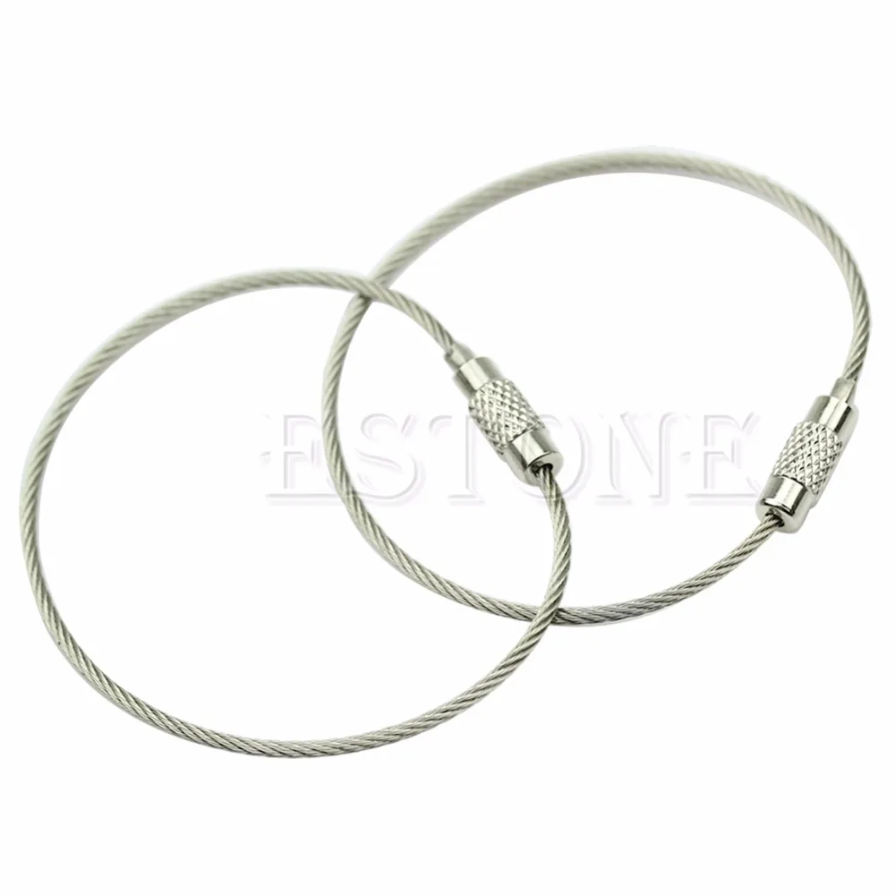 10Pcs Stainless Steel Wire Keychain Key Ring Cable For Outdoor Hiking