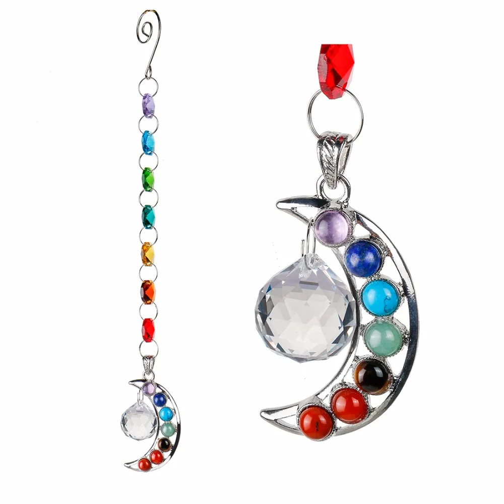 H& D Half-Moon Chakra Suncatcher хрустальные призмы ручной работы Подвеска-маятник 20 мм