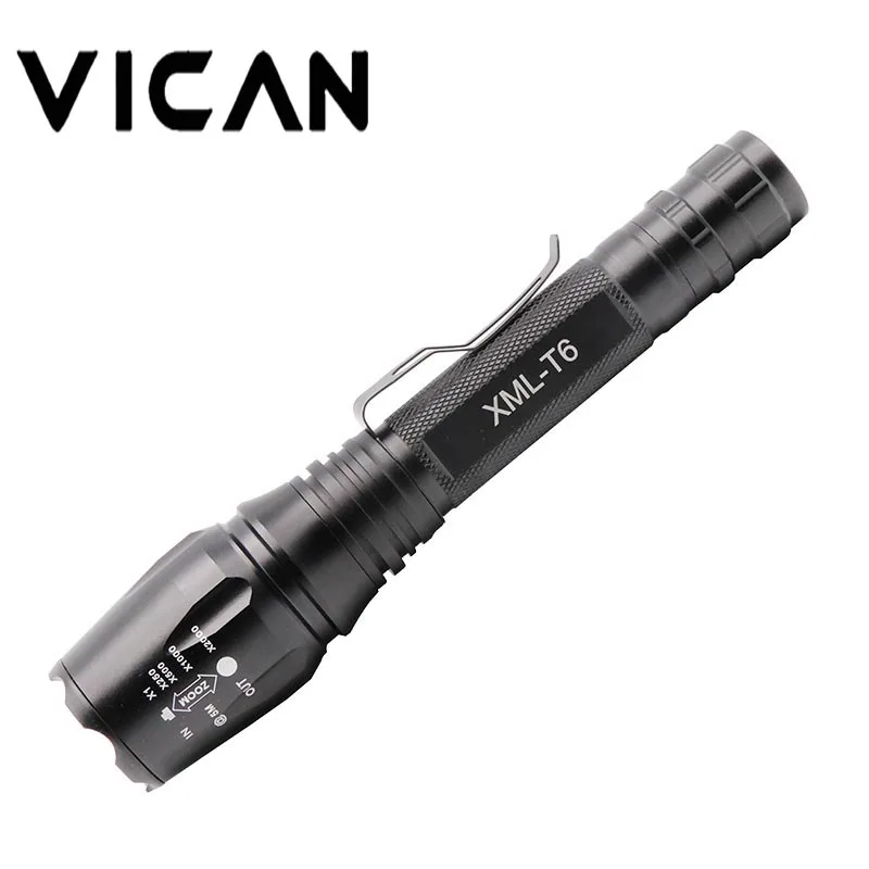 

Super Bright Strong Light Zoom XML-T6 5 Modes LED Flashlight Waterproof 2000 Lumen Police Flashlights 18650 Torch Lights