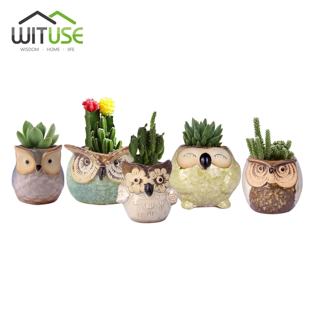 

WITUSE 24 Types Mini Kawaii Owl Ceramic Flower Pots Decorative Bonsai Pots Succulent Plant Planter Vases For Home And Garden