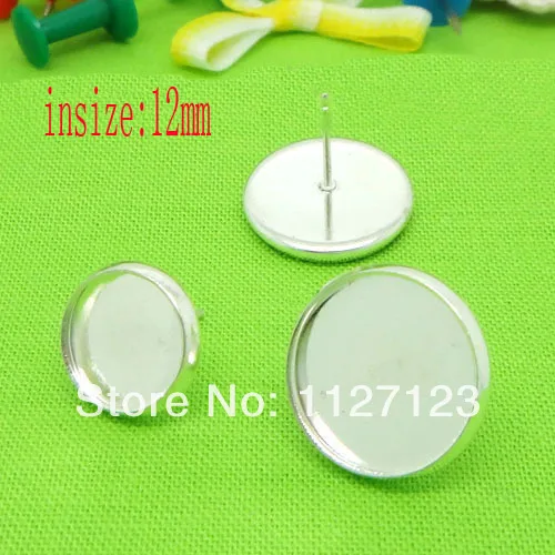 

Free ship!Hotsale Silver Plated 200PCS 12mm Earring Stud Base and Blanks Post Jewelry Findings and Fittings