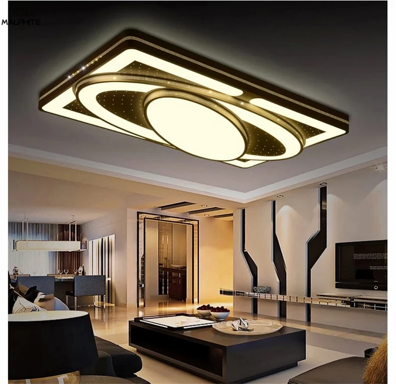 

Simple Modern Hanging LED Ceiling Light Living Room Bedroom Led Ceiling Lamp Sun Spaceship Rectangular Lighting Ceiling Fixtures