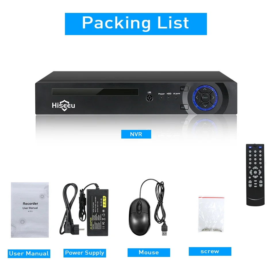 Hiseeu 4CH 8CH 4MP 5MP PoE NVR для POE ip-камеры системы наблюдения H.265 48V 802.3af ONVIF CCTV NVR XMEYE APP