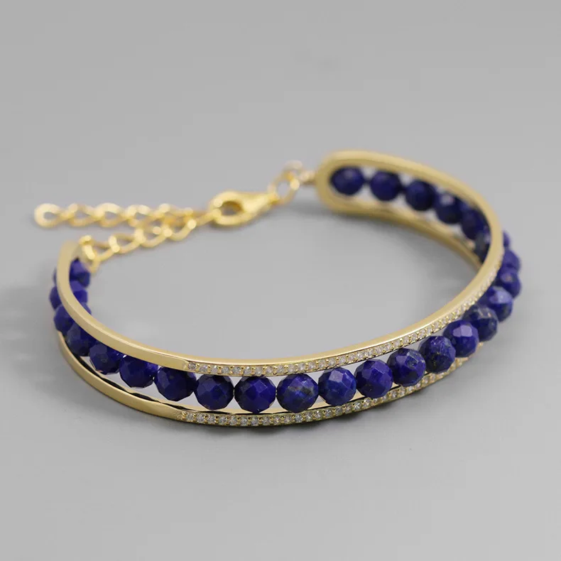 

INATURE 925 Sterling Silver Natural Stone Bead Bracelets For Women Silver Bracelet Jewelry