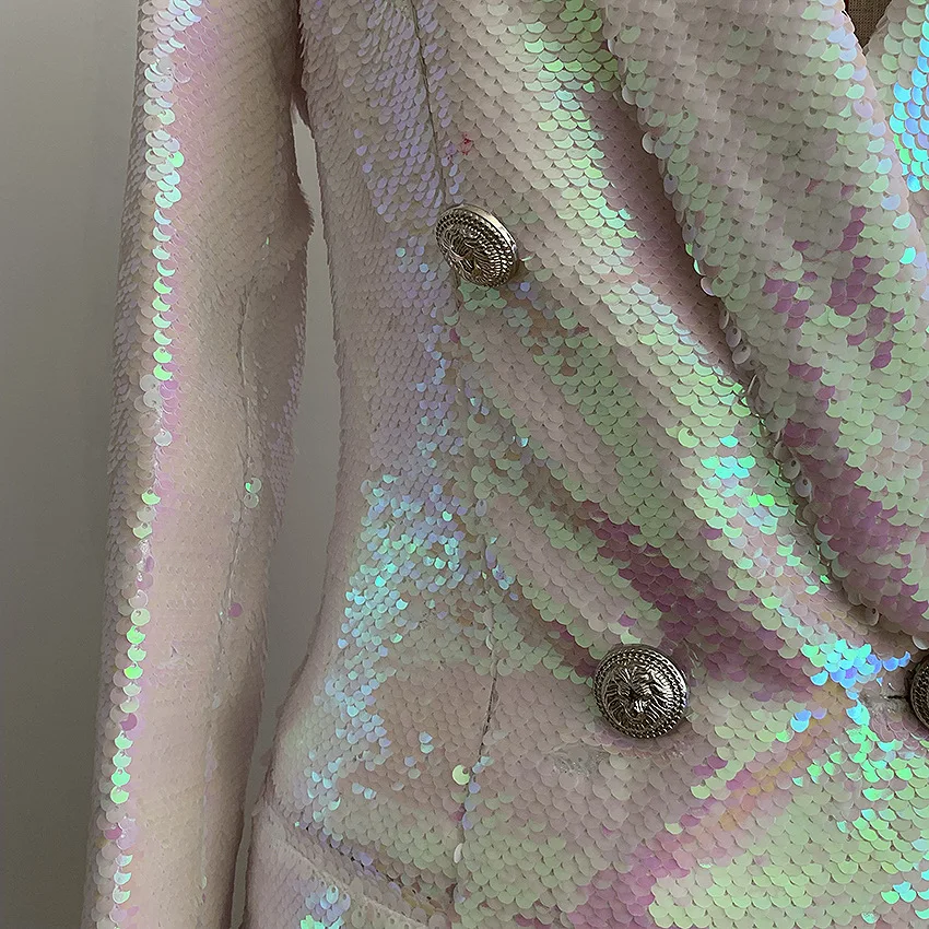 High Quality 2019 New Long Blazer Women Double Breasted Sequin Coat Female Spring autumn Long Sleeve Office white Blazer Outwear High Quality 2019 New Long Blazer Women Double Breasted Sequin Coat Female Spring autumn Long Sleeve Office white Blazer Outwear