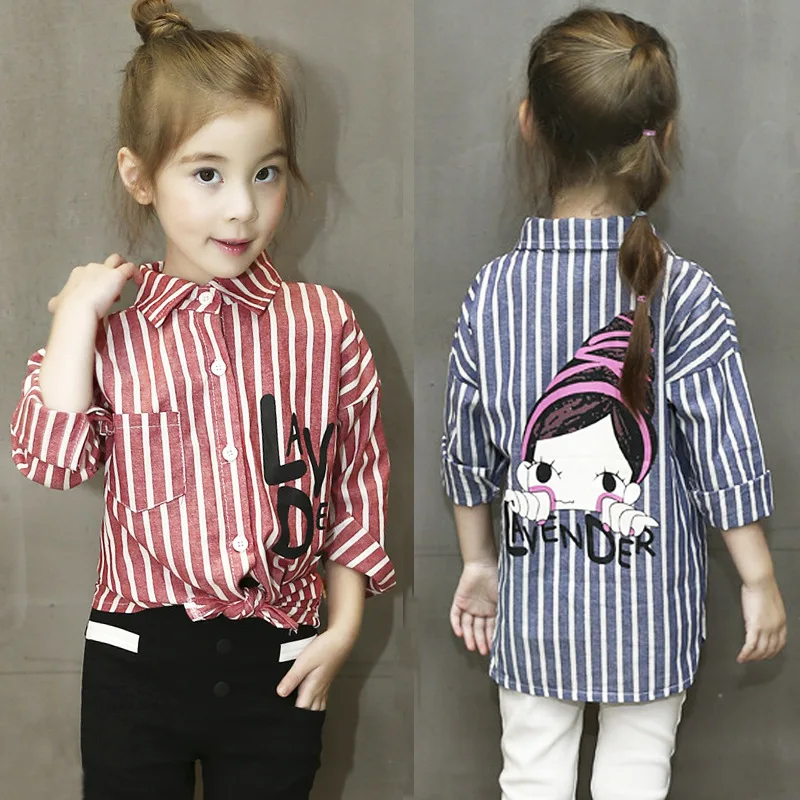 2019 Spring kids outfits girls blouses and shirts strip leisure baby girl shirt fashion cartoon blouses for girls toddler shirts