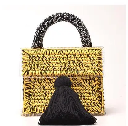Япония, Корея, дизайнерская Брендовая женская Роскошная сумочка, вечерняя сумочка, ручная работа, шерсть, акрил, прозрачная сумка, кошельки, маленькая сумка-тоут с кисточками - Цвет: 25