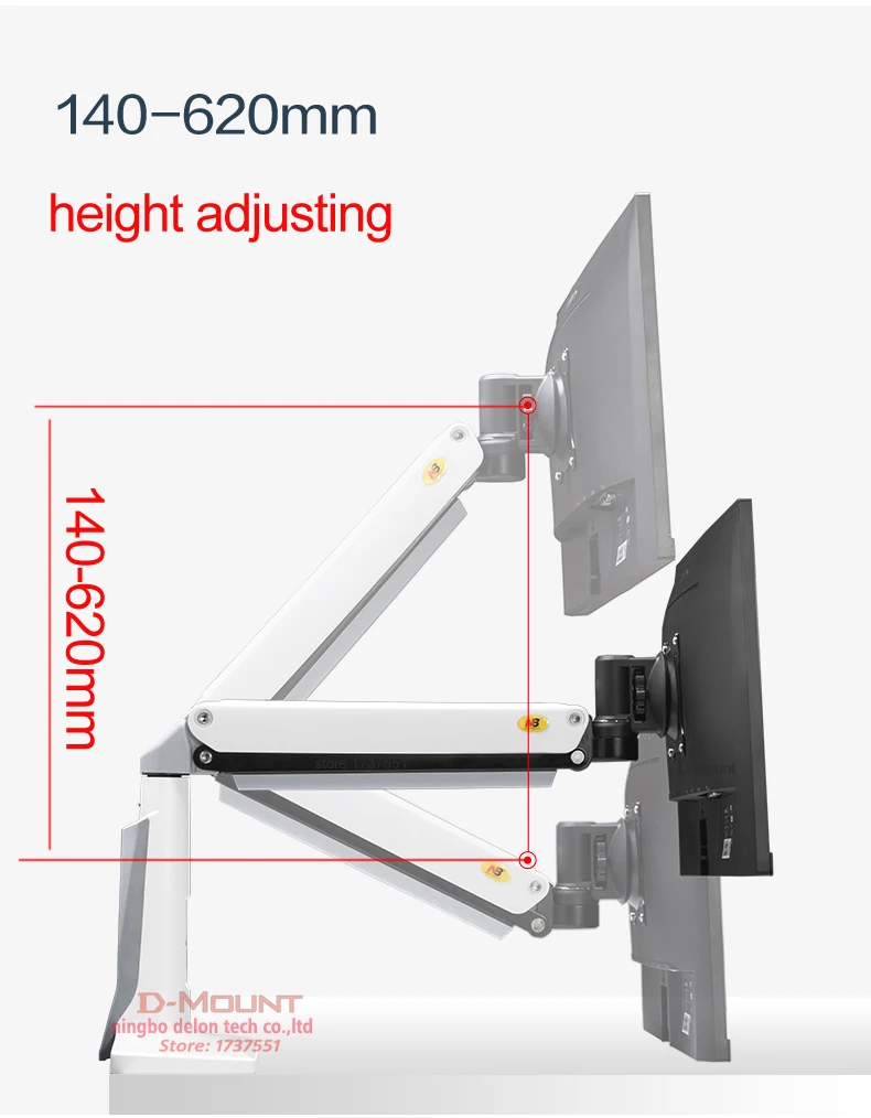 NB F37 22-3" 4-12 кг складной воздушный пресс газовая пружина vesa крепление ЖК светодиодный монитор настольная подставка зажим втулка база ТВ настольное крепление
