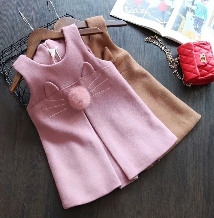 

2018 New Baby Girl cute ball cartoon sleeveless Winter princess dress kids girls outfit Dresses coat kids clothes