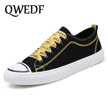 

2019 QWEDF Spring Autumn summer New brand Boy / Male Casual Canvas Shoes Breathable Tenis Fashion men Sneaker Flats Shoes X4-14