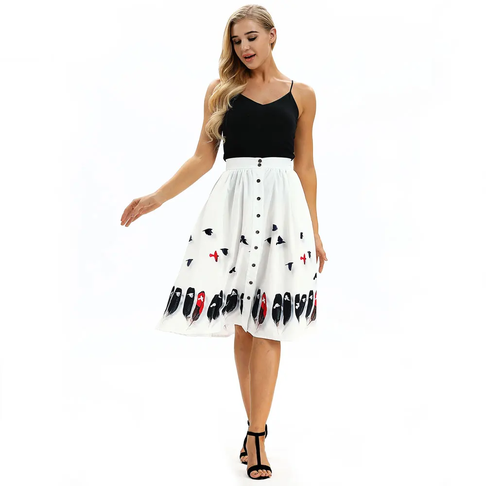 Летний стиль Для женщин юбки женские миди юбки сексуальная девушка объемный накладной карман с рисунком вишни юбки Saia Feminina