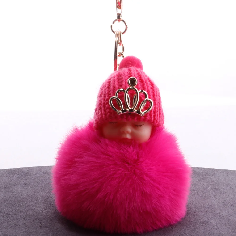 DIEZI шарик из искусственного кроличьего меха брелок с помпоном Корона Спящая детская цепочка для ключей Pom брелоки балетная девушка женская сумка Ювелирные изделия