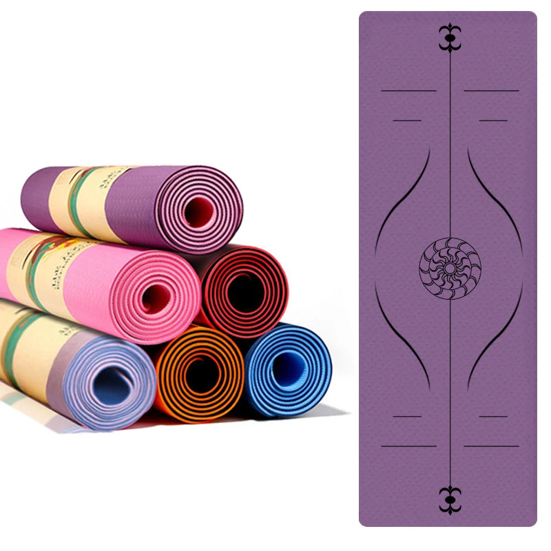 

Yoga Mat with Position Line Non Slip Carpet Mat For Beginner Environmental Fitness Gymnastics Mats TPE 1830*610*6mm