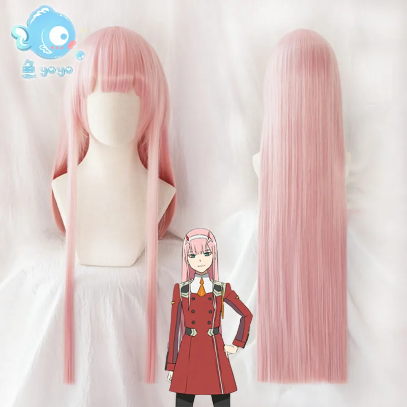 

DARLING in the FRANXX Code 02 Cosplay Wig Zero Two 90cm Long Straight Pink Anime Girls Synthetic Hair