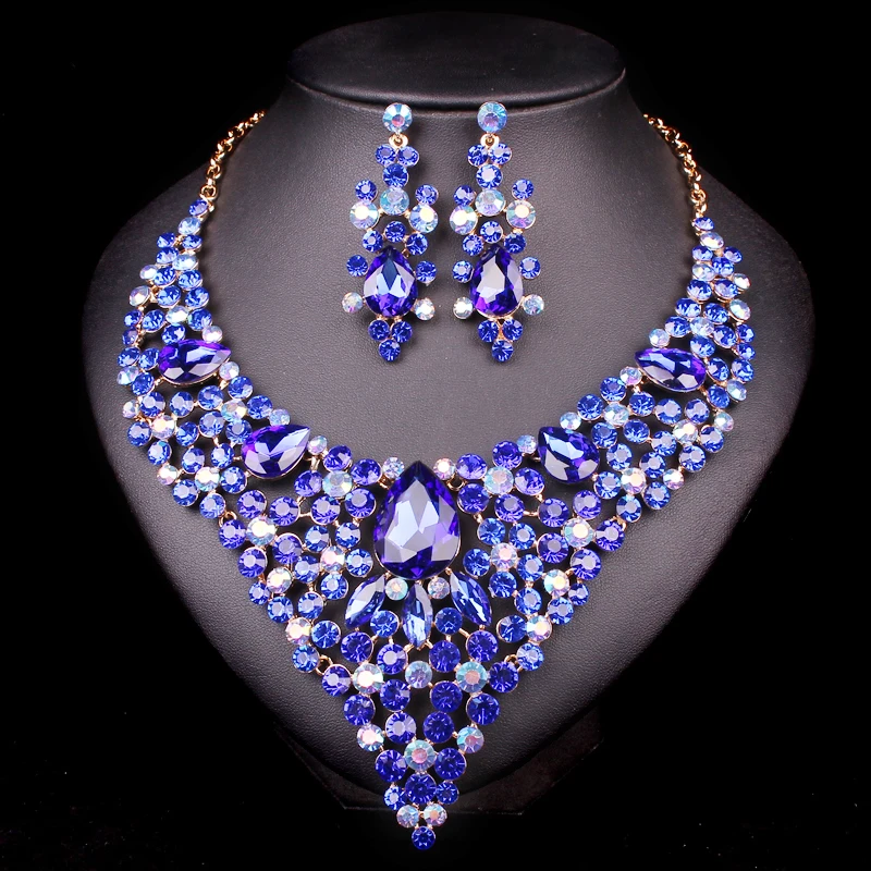 Fashion Crystal Necklace & Earrings set Bridal Jewelry Sets For Brides