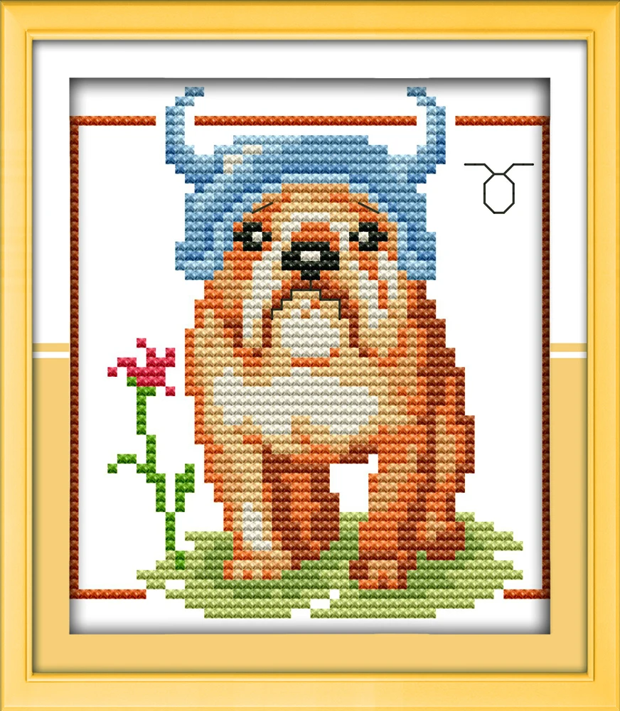Bulldog cross stitch kit animal dog 14ct 11ct count print canvas stitches embroidery DIY handmade needlework plus | Дом и сад