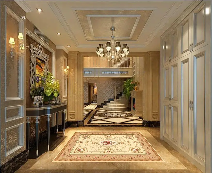 3d floor painting wallpaper Retro European Style Marble Parquet Floor
bathroom waterproof wallpaper 3d flooring