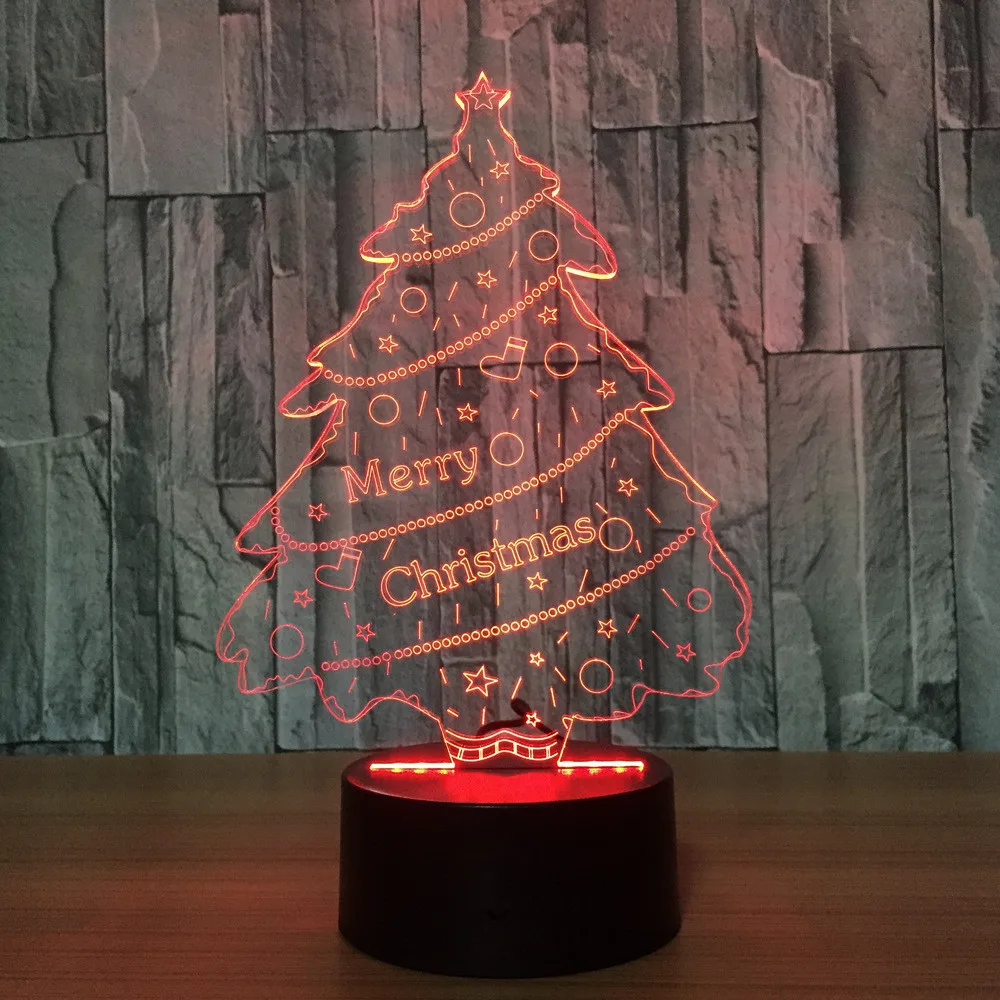

7 Colors Change Creative 3D Christmas Tree Table Lamp LED Home Decor Baby Bedside Sleeping Night Light Kids Holiday Lights Gifts