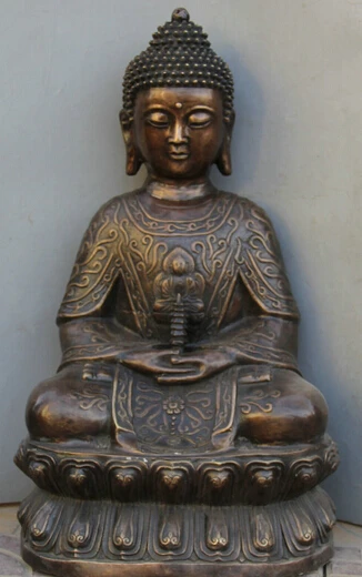 

JP S0524 24" Tibet Tibetan Buddhism Bronze Seat Shakyamuni Amitabha Buddha Pagoda Statue