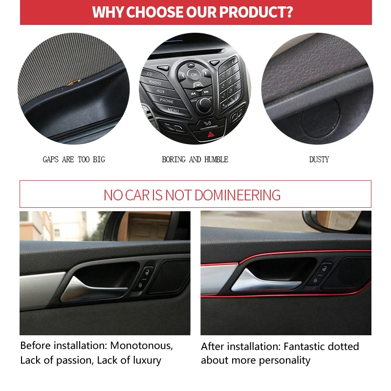 Car Door Edge Dashboard Air Vent Steering-wheel Decoration For Peugeot 307 206 308 407 207 3008 406 208 508 301 2008 408 5008