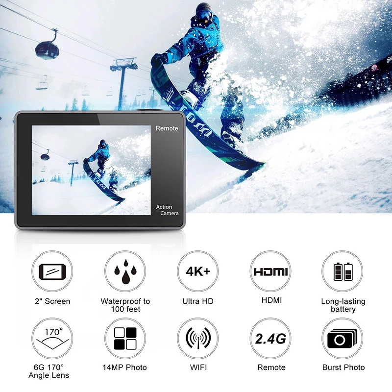 Eken H9R плюс A12 ультра 4 K 30FPS Wi Fi действие Камера 30 M Водонепроницаемый 1080 p go образ H9Rplus