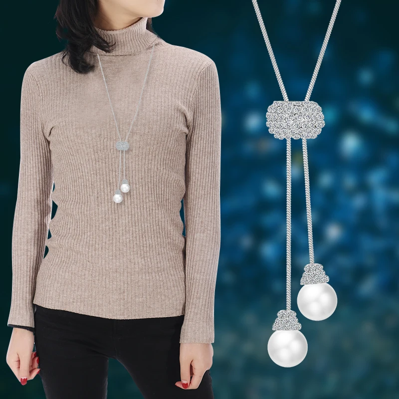 Lemon Value New Fashion Charm Crystal Imitation Pearl Pendant Necklace font b Luxury b font Statement