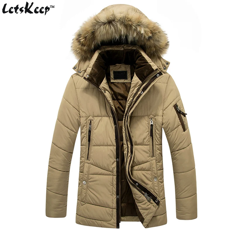 2017 New Letskeep cotton winter coat men warm thick fashion parka men warm mens parka jackets fur hood windproof XXXL, MA328
