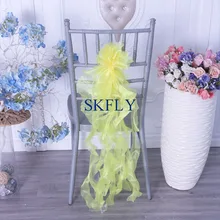 SH097F очень дешево много цветов Свадебные украшения ярко-желтая органза курчавая ива frilly стул створки
