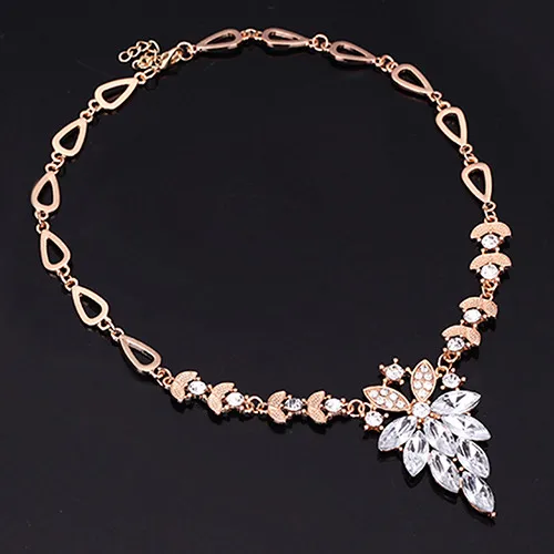 Модный женский свадебный браслет ожерелье ювелирный набор прозрачный кристалл массивное Кольцо Серьги A8K5