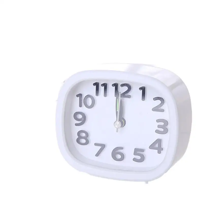 New Rectangle Alarm Clock Cute Small Bed Compact Travel Quartz Needle Beep Alarm Clocks Plastic Home Kitchen Office Watch #M