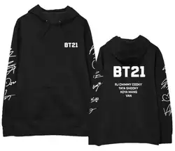 Kpop bangtan обувь для мальчиков bt21 все мультфильм прозвища печати пуловер Свободный свитшот унисекс армии флис/Тонкий любителей толстовки